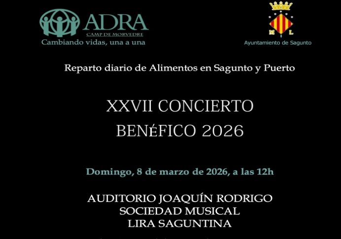 Ven al XXVII Concierto Benéfico de ADRA: 8 de marzo en Sagunto