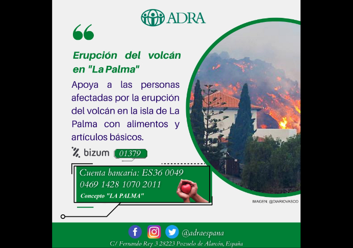 Colabora con ADRA en la emergencia de La Palma